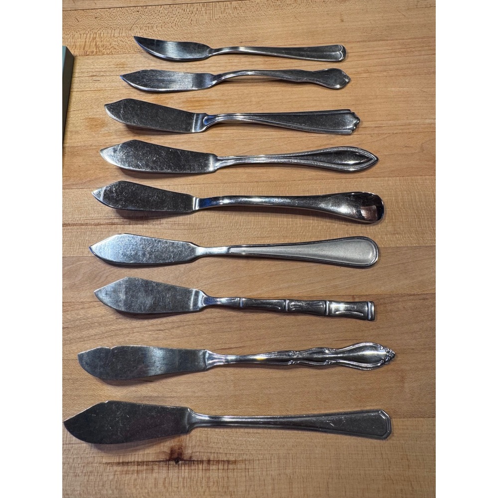Vtg Stn Steel Butter Knives Lot of 9 Imperial, Luxury Stainless, Korea & Taiwans